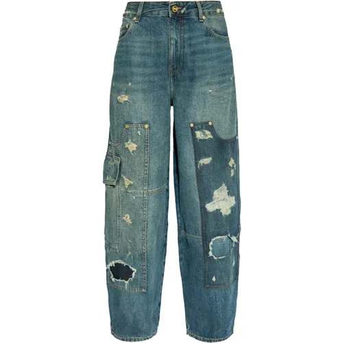 Blaue Distressed Denim Wide Leg Jeans , Damen, Größe: W27 - Ganni - Modalova