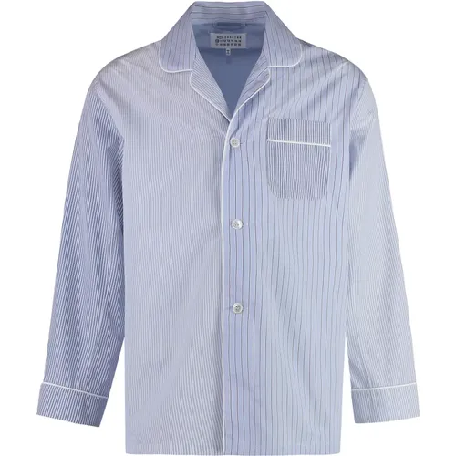 Pyjamas, male, , Size: S Color Block Cotton Pajama Shirt - Maison Margiela - Modalova