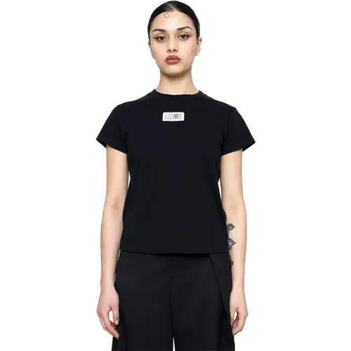 Schwarzes Tag T-Shirt , Damen, Größe: L - MM6 Maison Margiela - Modalova