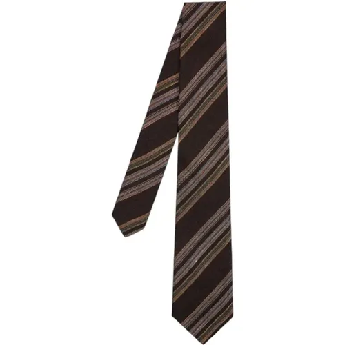 Ties, male, , Size: ONE SIZE Block Stripe Silk Linen Tie - Paul Smith - Modalova