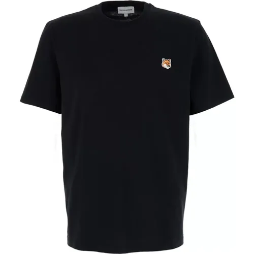 Fox Head Patch T-shirt Schwarz , Herren, Größe: L - Maison Kitsuné - Modalova