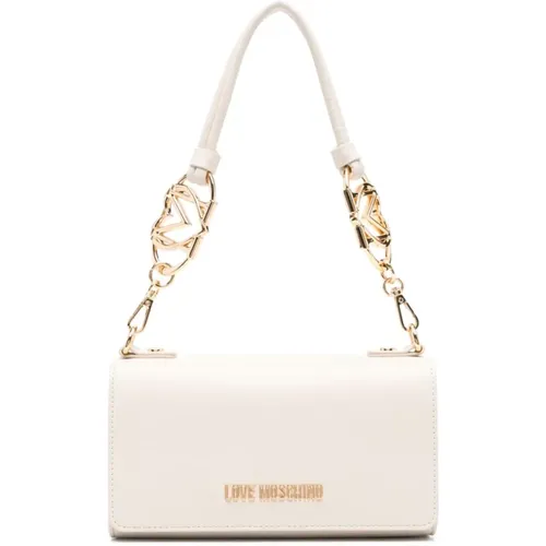 Handbags, female, , Size: ONE SIZE Ivory Shoulder Bag for Women - Love Moschino - Modalova