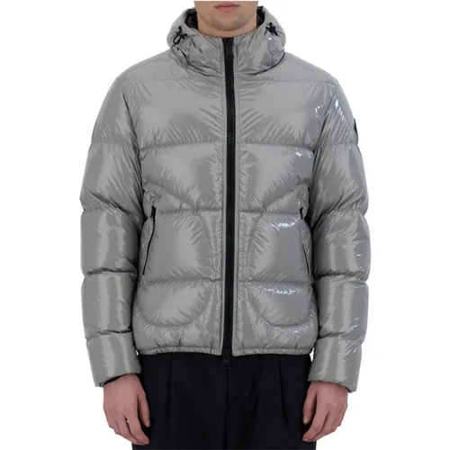 Winter Jackets, male, , Size: M Light Grey Lacquered Puffer Coat - Herno - Modalova