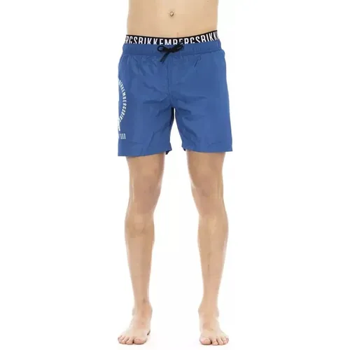 Beachwear, male, , Size: L Sleek Layered Swim Shorts - Bikkembergs - Modalova