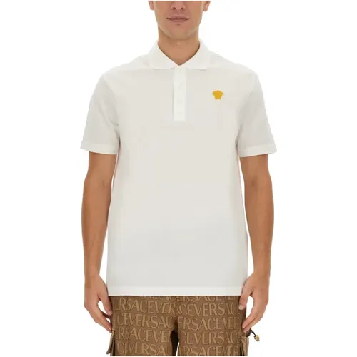 Logo Polo Shirt Regular Fit Cotton , male, Sizes: XL, L, S - Versace - Modalova