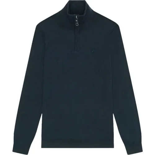 Blauer Merino Quarter Zip Pullover , Herren, Größe: S - Lyle & Scott - Modalova