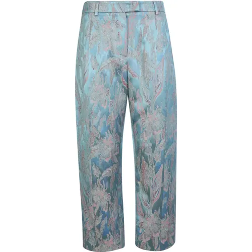 Cropped Trousers, female, , Size: XS Floral Jacquard Cropped Trousers - Alberto Biani - Modalova