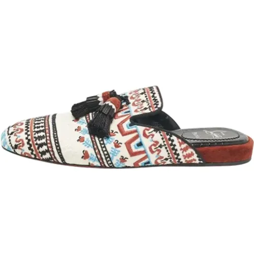 Pre-owned Flats, male, , Size: 10 1/2 US Pre-owned Canvas sandals - Christian Louboutin Pre-owned - Modalova