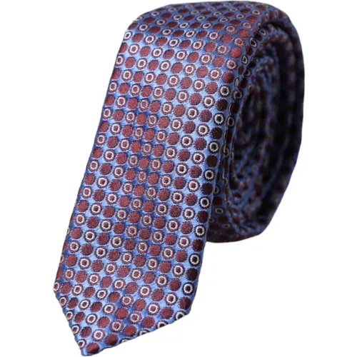 Ties, male, , Size: ONE SIZE Blue and Purple Silk Patterned Tie - Dolce & Gabbana - Modalova