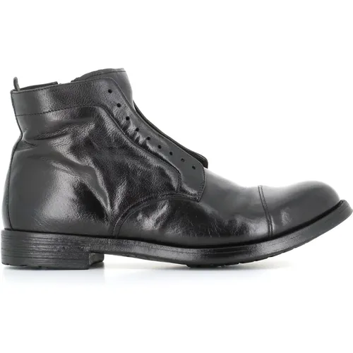 Schwarze Leder Stiefeletten Mit Reißverschluss , Herren, Größe: 45 EU - Officine Creative - Modalova