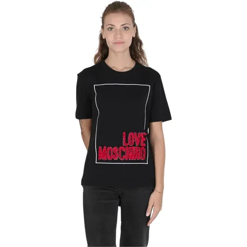 T-Shirts, female, , Size: XS Cotton T-Shirt - Love Moschino - Modalova