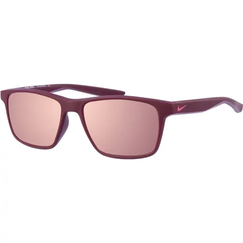 Bordeaux Rechteckige Sonnenbrille mit Rosa Verspiegelten Gläsern , unisex, Größe: ONE Size - Nike - Modalova