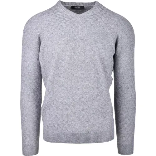 V-neck Knitwear, male, , Size: XL Sweater for Men - Alpha Studio - Modalova