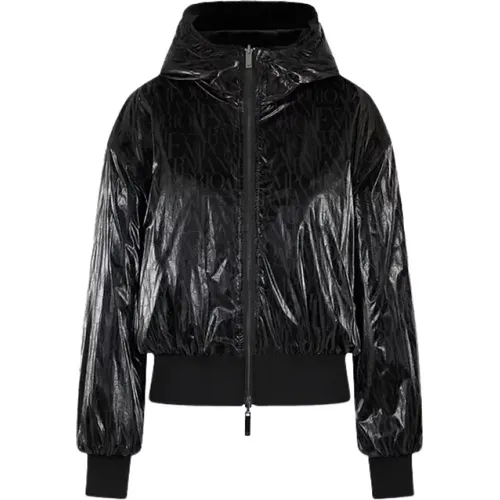 Wendbare Kapuzenjacke mit Pelzeffekt , Damen, Größe: S - Emporio Armani - Modalova