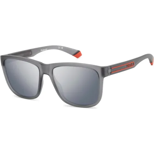 Sunglasses, male, , Size: 57 MM Matte Grey Sunglasses - Polaroid - Modalova