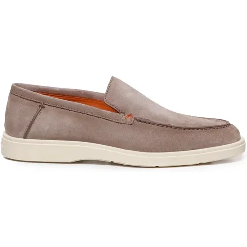 Taupe Wildleder Loafers Gummisohle , Herren, Größe: 40 EU - Santoni - Modalova