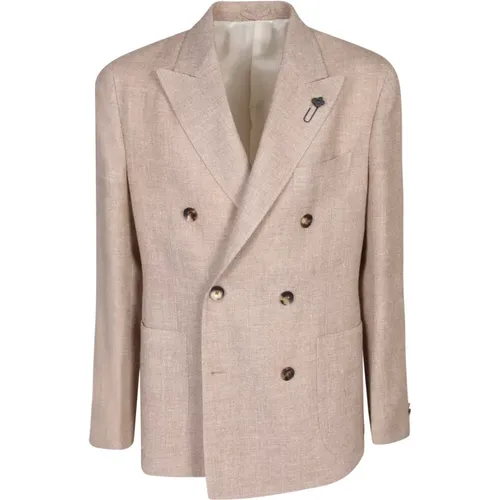 Double-Breasted Linen Jacket , male, Sizes: S, L - Lardini - Modalova