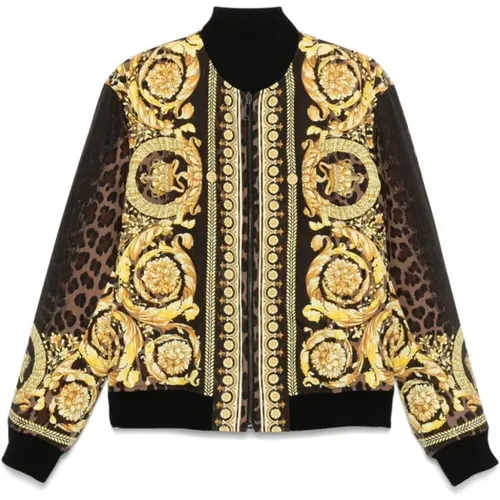 Bomber Jackets, male, , Size: L Barocco Print Baseball Jacket - Versace - Modalova