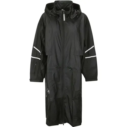 Schwarze Lange Jacke mit Reißverschlusstaschen , Damen, Größe: XS - adidas by stella mccartney - Modalova