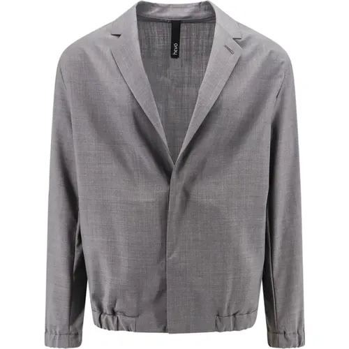 Grey Wool Jacket with Hidden Closure , male, Sizes: L - Hevo - Modalova