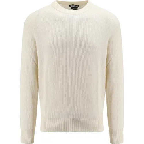 Wool and Silk Ribbed Sweater , male, Sizes: L - Tom Ford - Modalova