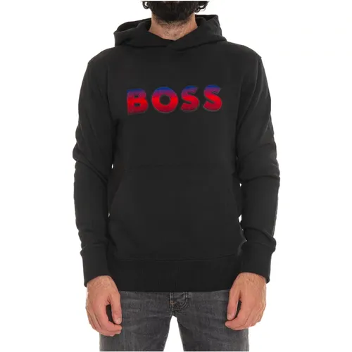 Hoodies, male, , Size: 2XL Maxi Logo Hooded Sweatshirt - Boss - Modalova