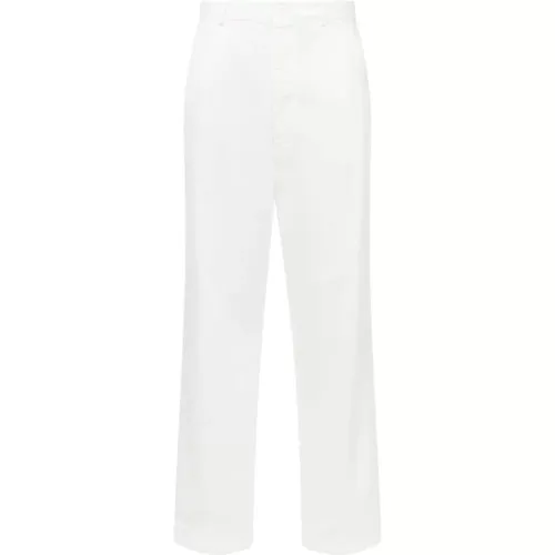 Straight Trousers, male, , Size: L Bull Cotton Straight Leg Trousers - MM6 Maison Margiela - Modalova