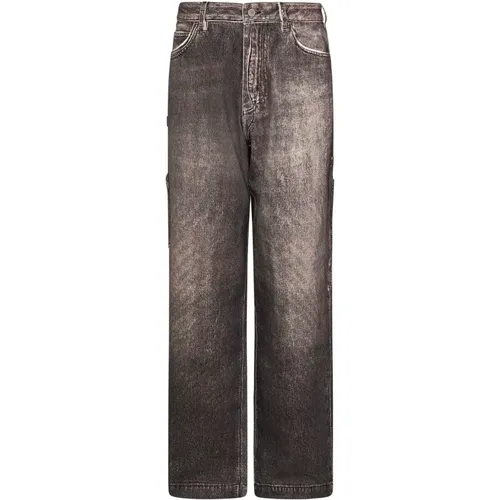 Straight Jeans, male, , Size: W30 Grey Wide-Leg Jeans Aw24 - Emporio Armani - Modalova