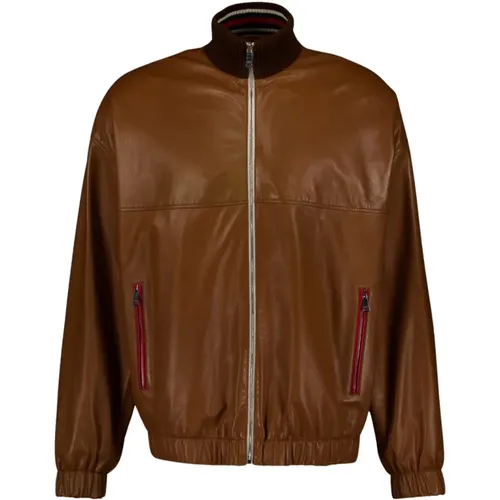 Leather Bomber Jacket , male, Sizes: M - Gucci - Modalova