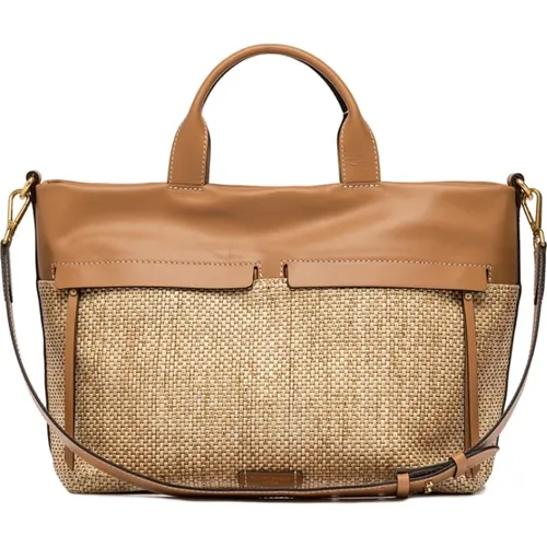 Woven Straw Summer Bag with Leather Handles , female, Sizes: ONE SIZE - Gianni Chiarini - Modalova
