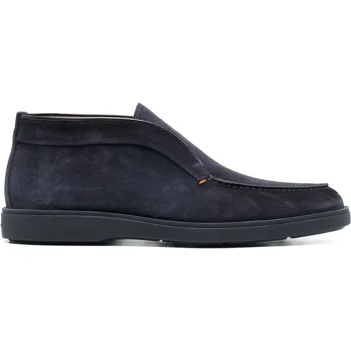 Blaue Wildleder Slip-On Sandalen , Herren, Größe: 39 1/2 EU - Santoni - Modalova