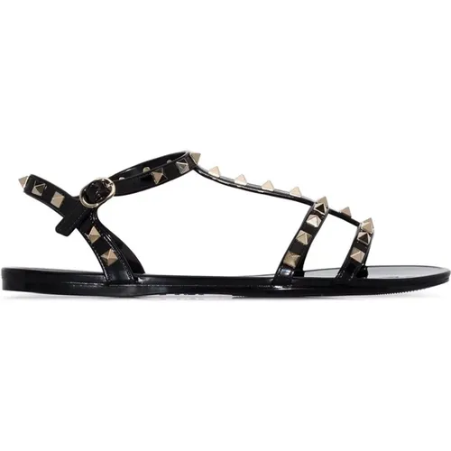 Flat Sandals, female, , Size: 5 US Rockstud Sandals with Buckle Fastening - Valentino Garavani - Modalova