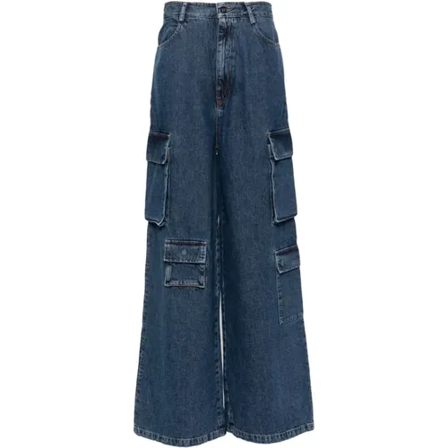 Blaue Denim Cargo Jeans , Damen, Größe: W25 - Amish - Modalova