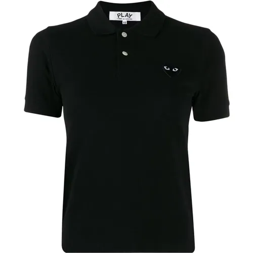 Klassisches Kragen Polo T-Shirt mit Schwarzen Herz , Damen, Größe: S - Comme des Garçons Play - Modalova