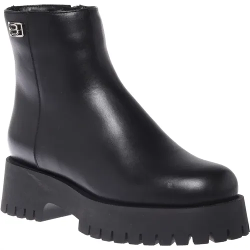 Combat boots in leather , Damen, Größe: 38 1/2 EU - Baldinini - Modalova