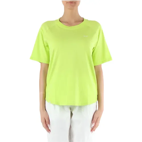 Oversize Baumwolle Logo Besticktes T-Shirt , Damen, Größe: S - Sun68 - Modalova
