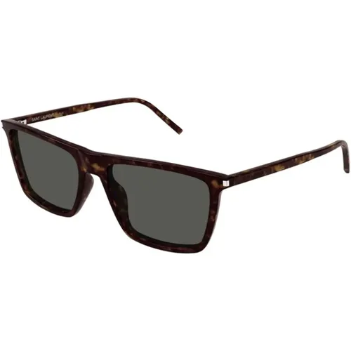 Classic Havana Sunglasses with Grey Lenses , female, Sizes: 56 MM - Saint Laurent - Modalova