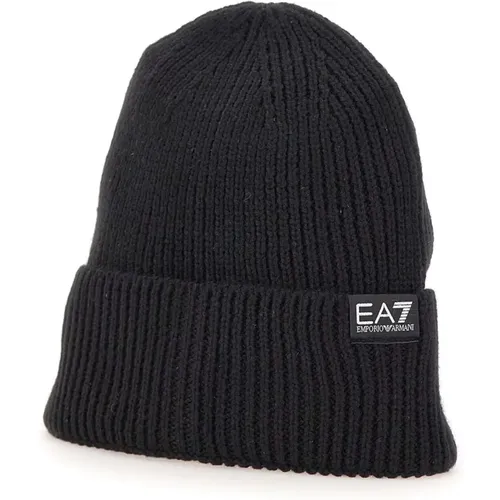 Ribbed Wool Blend Beanie Hat , unisex, Sizes: M - Emporio Armani EA7 - Modalova