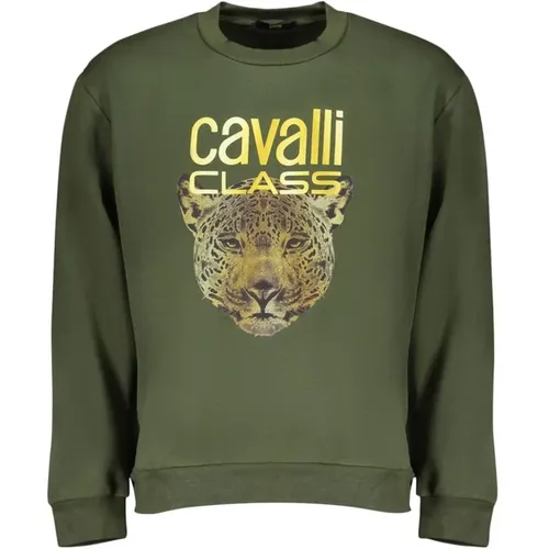 Sweatshirts, male, , Size: L Cotton Knit Pullover - Cavalli Class - Modalova