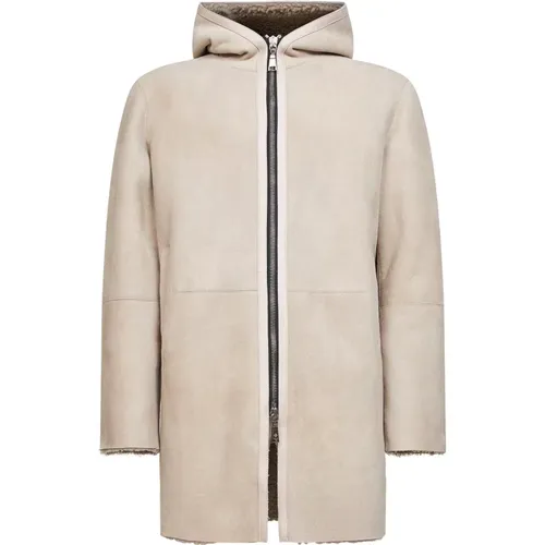 Leather Jackets, male, , Size: L Wilson Hooded Shearling Coat - Tagliatore - Modalova