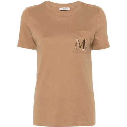 Embroidered Logo T-shirt , female, Sizes: XS, L, M, S - Max Mara - Modalova