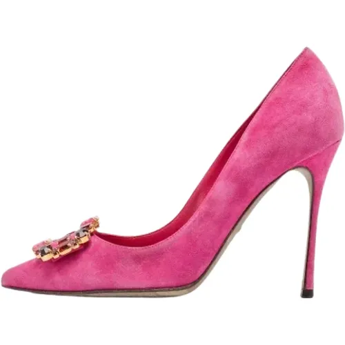 Pre-owned Pumps, female, , Size: 7 1/2 US Pre-owned Suede heels - Manolo Blahnik Pre-owned - Modalova