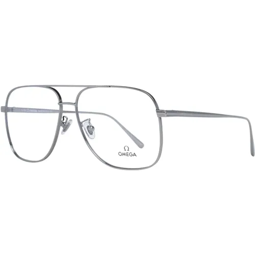 Glasses, male, , Size: ONE SIZE Gunmetal Square Optical Frames for Men - Omega - Modalova