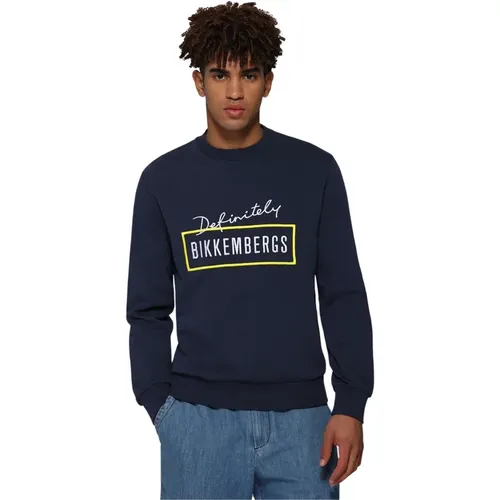 Sweatshirts, male, , Size: M Navy Regular Pull Sweater - Bikkembergs - Modalova