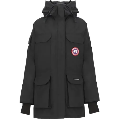 Schwarzer Parka mit hohem Kragen und Kapuze - Canada Goose - Modalova