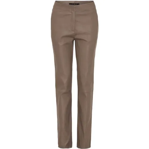 Relaxed Stretch Leather Pants 100172 Taupe , female, Sizes: XS, M, S, 2XL, L - Btfcph - Modalova