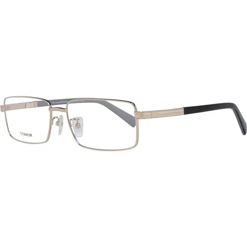 Glasses, male, , Size: ONE SIZE Gold Titanium Full-Rim Optical Frames - Ermenegildo Zegna - Modalova