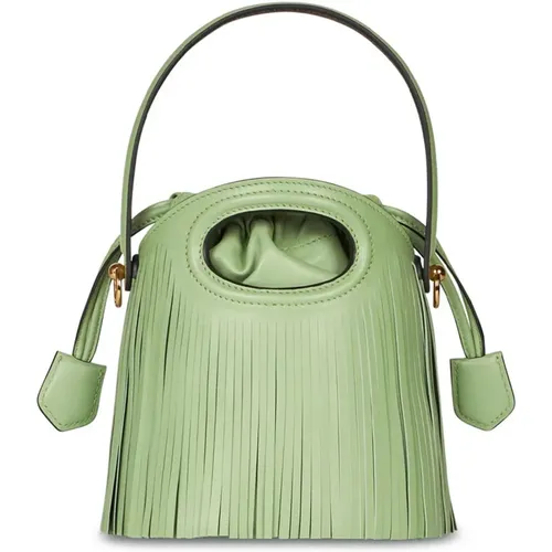 Grüne Leder Mini Eimer Tasche mit Fransen - ETRO - Modalova