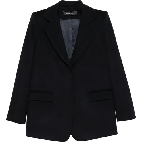 Blazers, female, , Size: XS Single-breasted coat with covered buttons and pocket flaps - Federica Tosi - Modalova