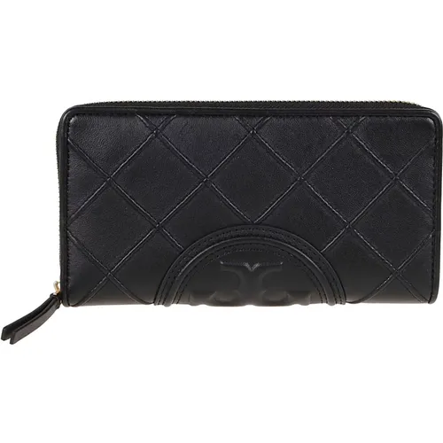 Leather Zip Wallet Fleming Continental , female, Sizes: ONE SIZE - TORY BURCH - Modalova